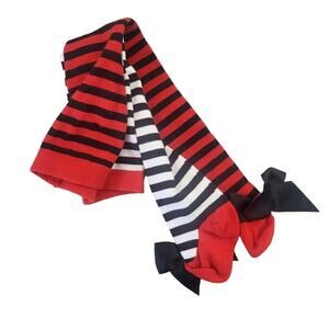 *4/$30* Red Black and White Stripe Tights with Bows 12-18M
